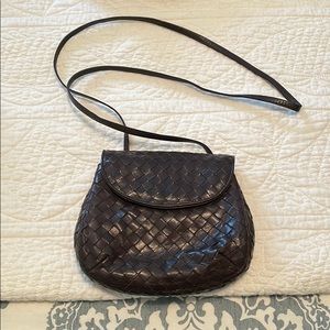 Bottega Veneta brown woven crossbody bag
